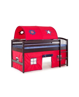 Addison Espresso Finish Junior Loft Bed,Tent and a Playhouse with Trim