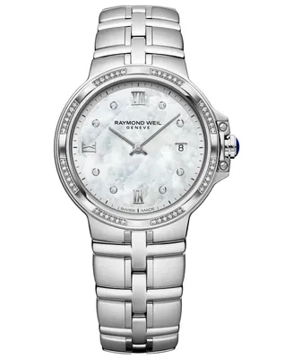 Raymond Weil Women's Swiss Parsifal Diamond-Accent Stainless Steel Bracelet Watch 30mm