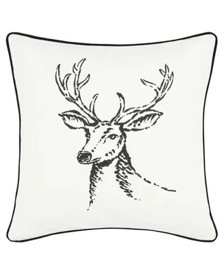 Eddie Bauer Winter Morning Stag Cotton Square Decorative Pillow, 20" X 20"
