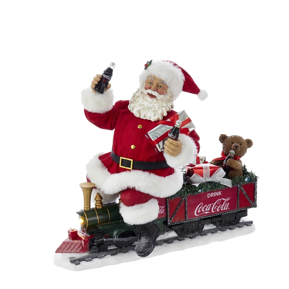 Kurt Adler 13 Inch Battery Operated Coca Cola Santa Train with Led Garland