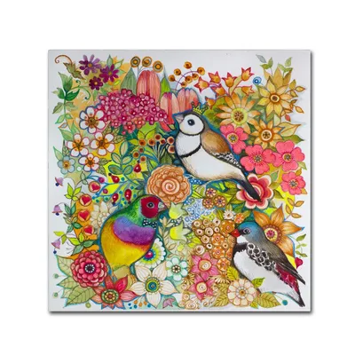 Oxana Ziaka 'Exotic Birds' Canvas Art - 14" x 14" x 2"