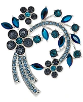 Anne Klein Stone Blue Flower Cluster Arched Pin, Created for Macy's