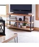 Alaterre Furniture Ryegate Natural Live Edge Solid Wood with Metal Media Console Table