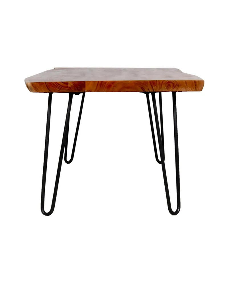 Alaterre Furniture Hairpin Natural Live Edge Wood with Metal 42" Coffee Table