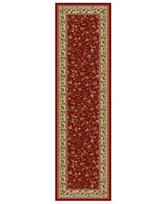 Closeout!! Km Home Pesaro Floral Red 2'2" x 7'7" Runner Area Rug