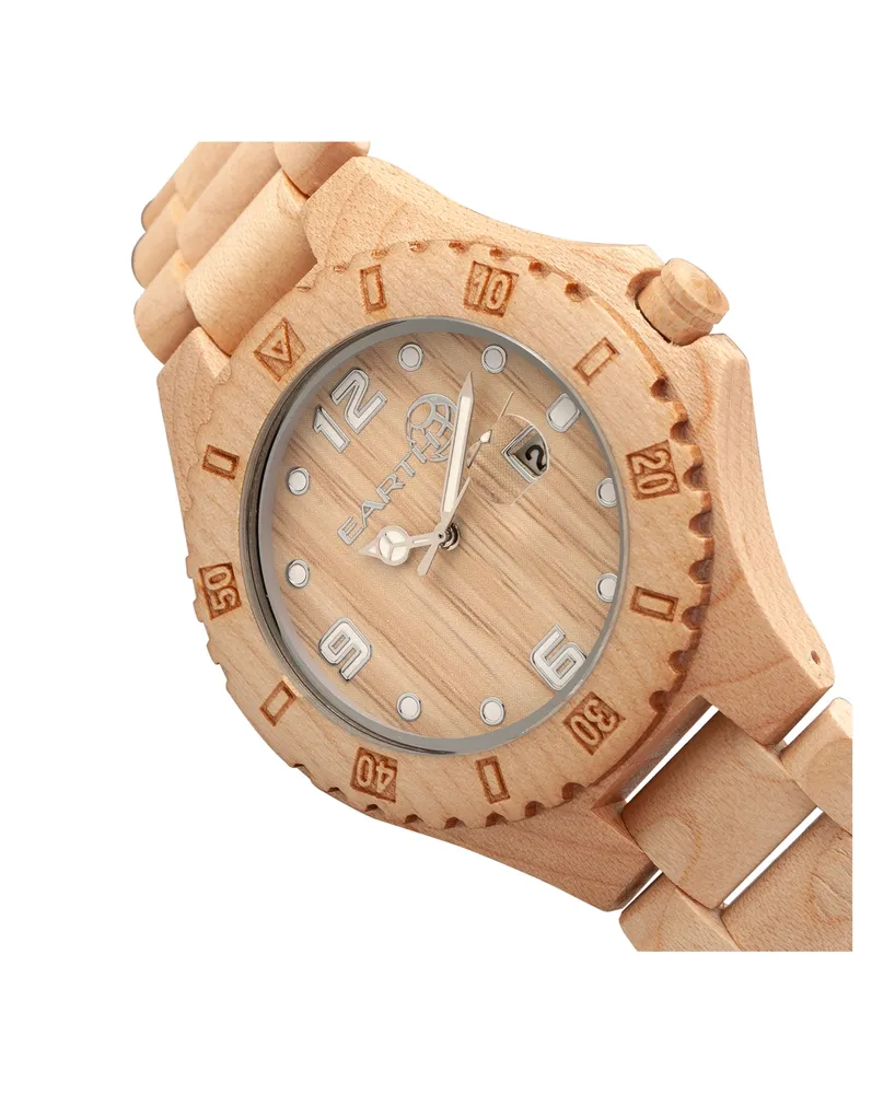 Earth Wood Raywood Wood Bracelet Watch W/Date Khaki 47Mm