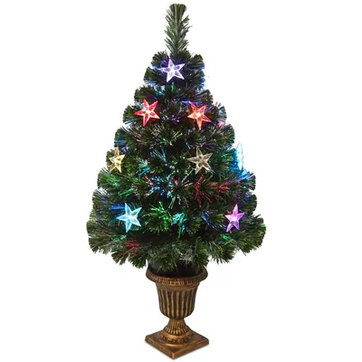 National Tree 36" Fiber Optic Evergreen Tree with Star Decorations