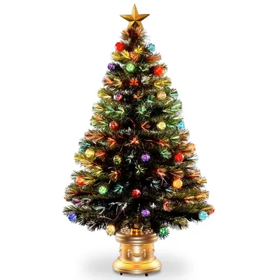 National Tree 48" Fiber Optic Fireworks Tree with Ball Ornaments