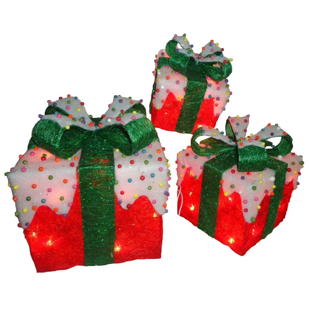 National Tree PreLit Red Sisal Gift Box Assortment