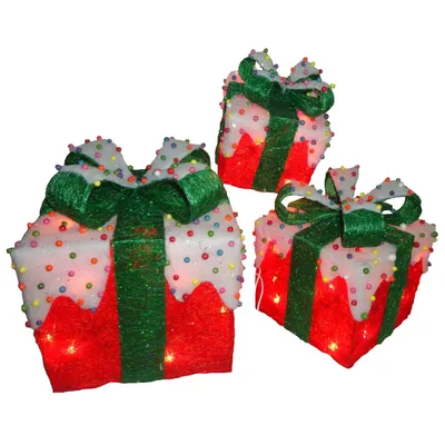 National Tree PreLit Red Sisal Gift Box Assortment