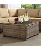 Bradenton Outdoor Wicker Sectional Glass Top Coffee Table