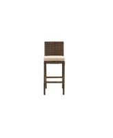 Bradenton Outdoor Wicker Bar Height Stools (Set Of 2) With Cushions