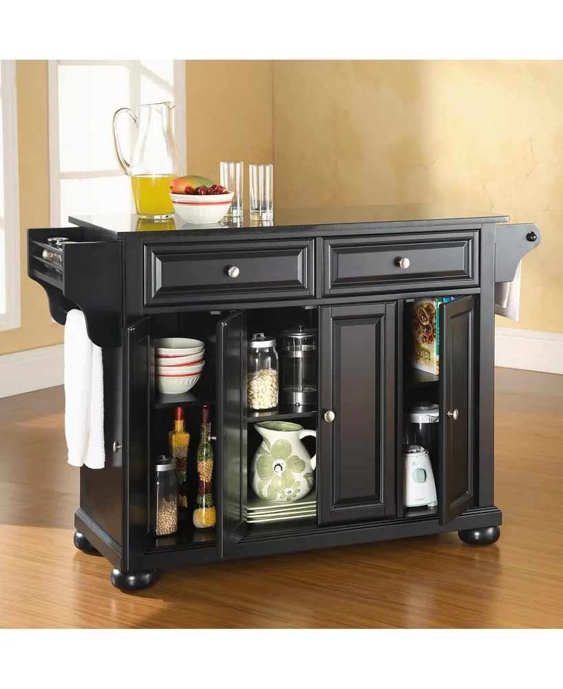 Crosley Alexandria Solid Granite Top Kitchen Island - Black