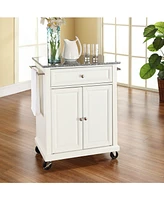 Solid Granite Top Portable Kitchen Cart Island