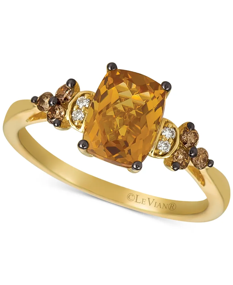 Le Vian Cinnamon Citrine (1-1/3 ct. t.w.) & Vanilla and Chocolate Diamond (1/6 ct. t.w.) Ring set in 14k Gold