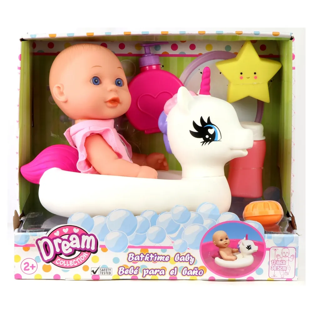Dream Collection Bath Time 12 Inches Baby Doll With Unicorn Floatie