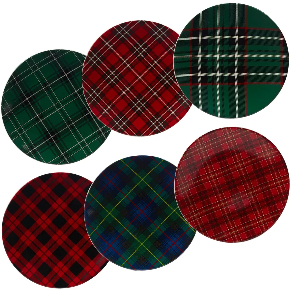 Certified International Christmas Plaid 6-Pc. Dinner Plate asst.