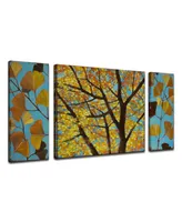 Ready2HangArt, 'Ginkgo' 3 Piece Abstract Canvas Wall Art Set,30x60"