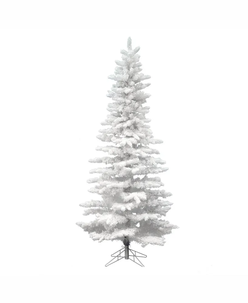 Vickerman 7.5 ft Flocked White Slim Artificial Christmas Tree Unlit