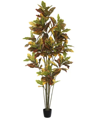 Vickerman 7' Potted Artificial Croton Tree