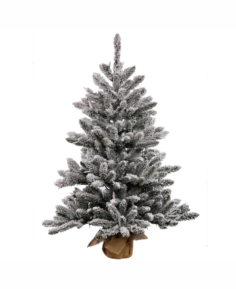 Vickerman 36 inch Flocked Anoka Pine Artificial Christmas Tree With 100 Warm White Led Lights