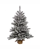 Vickerman 36 inch Flocked Anoka Pine Artificial Christmas Tree With 100 Warm White Led Lights