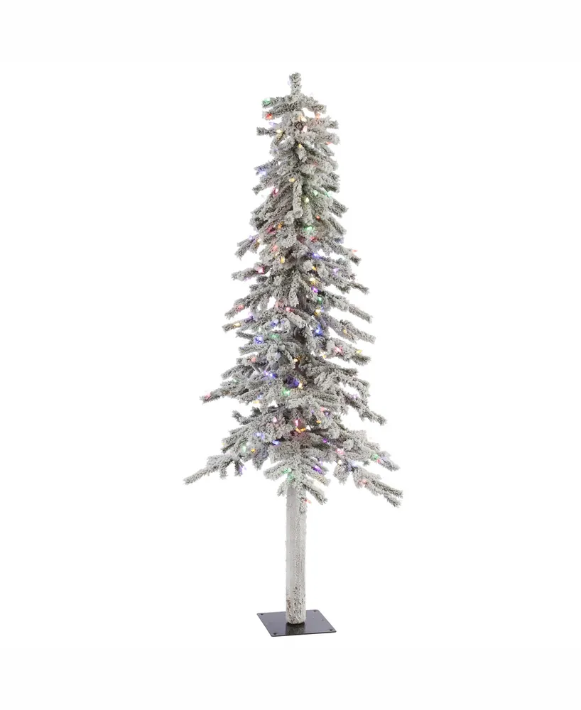 Vickerman 6 ft Flocked Alpine Artificial Christmas Tree With 200 Multi Led Lights