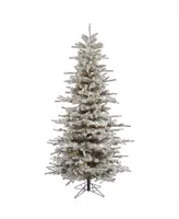 Vickerman 6.5 ft Flocked Sierra Fir Slim Artificial Christmas Tree With 550 Clear Lights