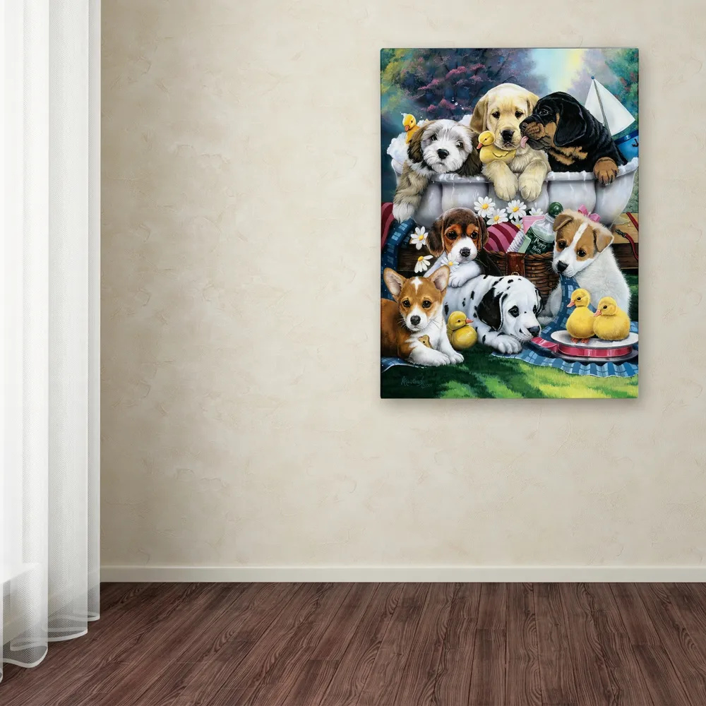 Jenny Newland 'Bath Time Pups' Canvas Art, 18" x 24"