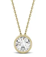 Moissanite Bezel Solitaire Pendant (1 ct. t.w. Diamond Equivalent) 14k White or Yellow Gold