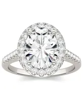 Moissanite Oval Halo Ring (3-1/2 ct. tw. Diamond Equivalent) 14k White Gold