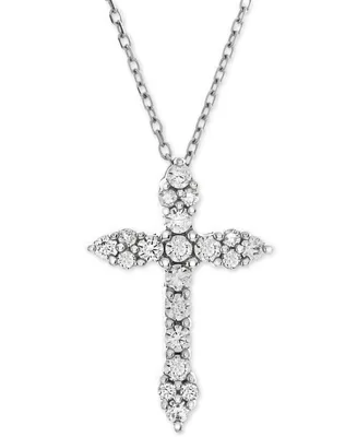 Diamond Cross Adjustable Pendant Necklace (1/2 ct. t.w.) in 14k White Gold or 14K Gold