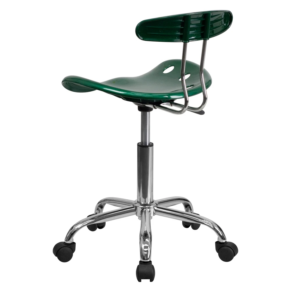 Vibrant And Chrome Swivel Task Chair With Tractor Seat