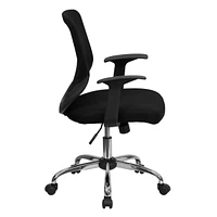 Mid-Back Black Mesh Swivel Task Chair With Arms