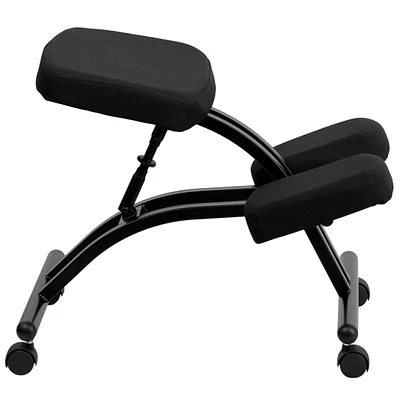 Mobile Ergonomic Kneeling Chair In Black Fabric