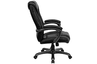 High Back Black Leather Executive Swivel Chair With Arms