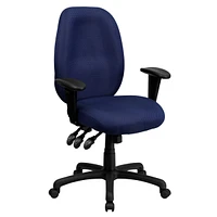 High Back Navy Fabric Multifunction Ergonomic Executive Swivel Chair With Adjustable Arms