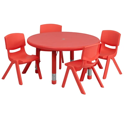 33'' Round Plastic Height Adjustable Activity Table Set With Chairs