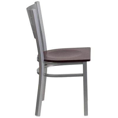 Hercules Series Silver Slat Back Metal Restaurant Chair
