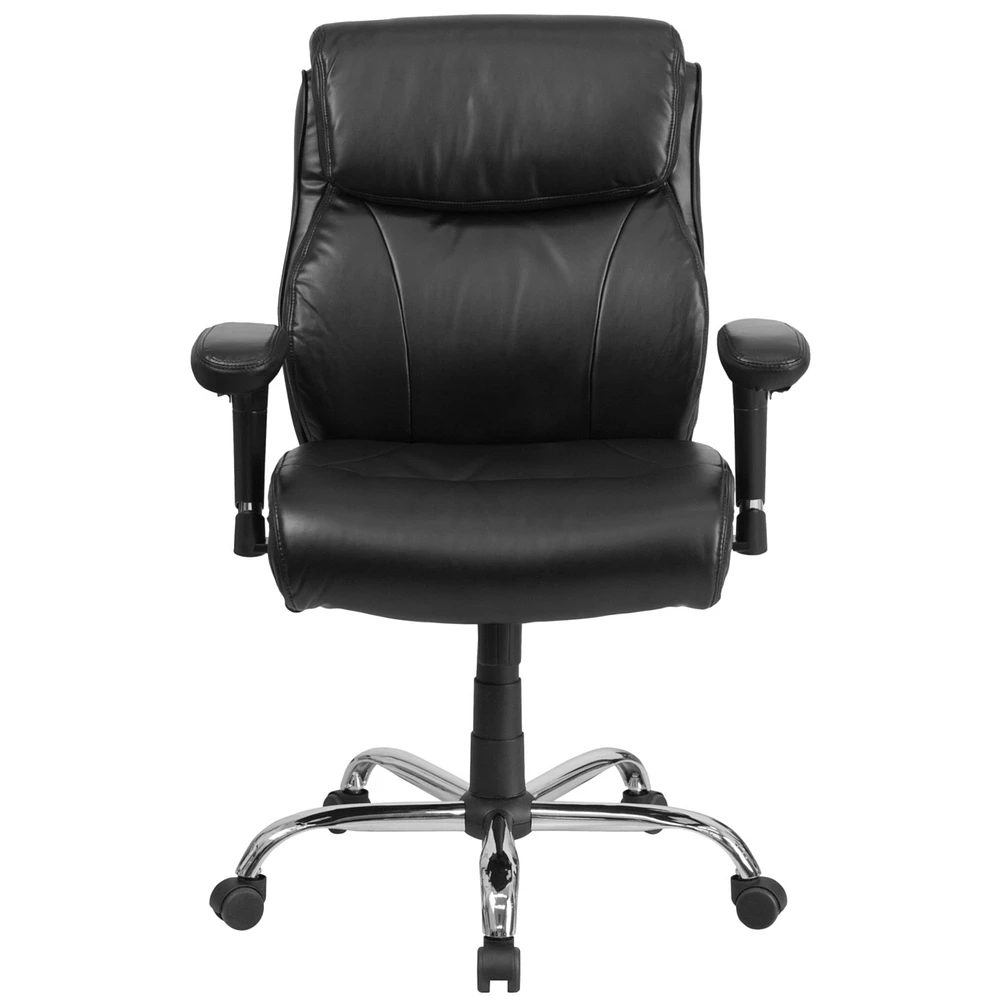 Hercules Series Big & Tall 400 Lb. Rated Black Leather Swivel Task Chair With Adjustable Arms