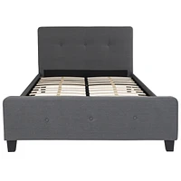 Tribeca Full Size Tufted Upholstered Platform Bed In Dark Gray Fabric