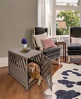 Modern Lattice Wooden Pet Crate End Table