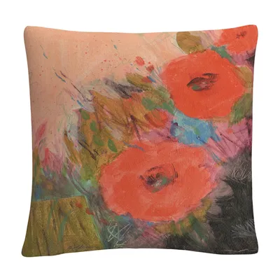 Sheila Golden Through The Garden Bold Floral Motif Decorative Pillow, 16" x 16"
