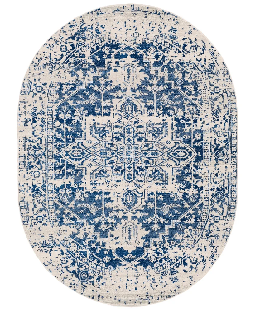 Livabliss Harput Hap-1021 Dark Blue 6'7" x 9' Oval Area Rug