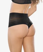 Leonisa Women's Lace Stripe High-Waisted Cheeky Hipster Panty