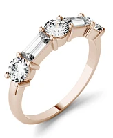 Moissanite Round and Baguette Stackable Ring (1-1/6 ct. tw. Diamond Equivalent) 14k White or Rose Gold