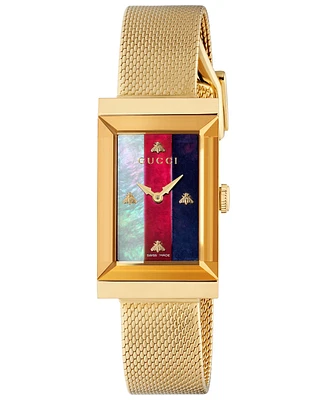 Gucci Women's Swiss G-Frame Gold-Tone Pvd Stainless Steel Mesh Bracelet Watch 21x34mm
