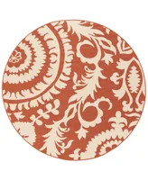 Closeout! Surya Alfresco Alf-9613 Rust 5'3" Round Area Rug, Indoor/Outdoor