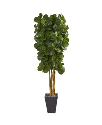 Nearly Natural Fiddle Leaf Artificial Tree in Slate Planter
