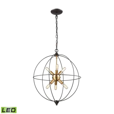 Loftin 6 Light Chandelier in Oil Rubbed Bronze with Satin Brass Accents